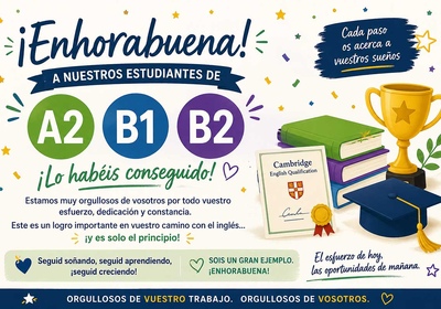 ¡Enhorabuena a todos nuestros alumnos de Cambridge A2, B1 y B2!